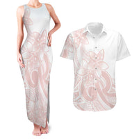 Polynesian Tribal Plumeria Lotu Tamaiti Couples Matching Tank Maxi Dress and Hawaiian Shirt Pastel Blush LT9 Blush - Polynesian Pride