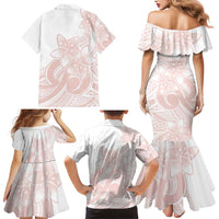 Polynesian Tribal Plumeria Lotu Tamaiti Family Matching Mermaid Dress and Hawaiian Shirt Pastel Blush LT9 - Polynesian Pride