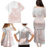 Polynesian Tribal Plumeria Lotu Tamaiti Family Matching Puletasi and Hawaiian Shirt Pastel Blush LT9 - Polynesian Pride