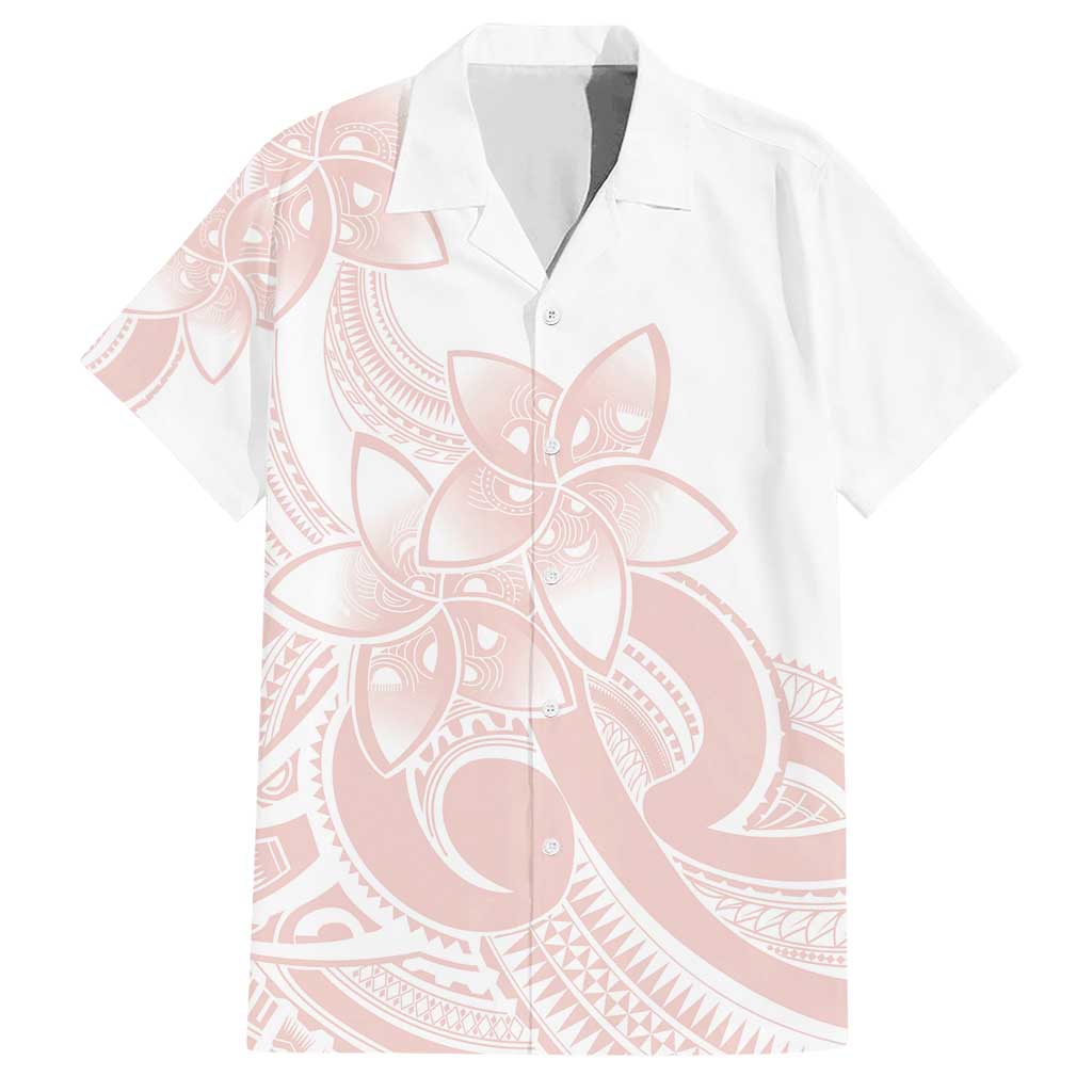 Polynesian Tribal Plumeria Lotu Tamaiti Family Matching Short Sleeve Bodycon Dress and Hawaiian Shirt Pastel Blush LT9 Dad's Shirt - Short Sleeve Blush - Polynesian Pride