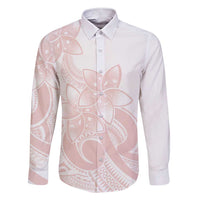 Polynesian Tribal Plumeria Lotu Tamaiti Family Matching Short Sleeve Bodycon Dress and Hawaiian Shirt Pastel Blush LT9 Dad's Shirt - Long Sleeve Blush - Polynesian Pride