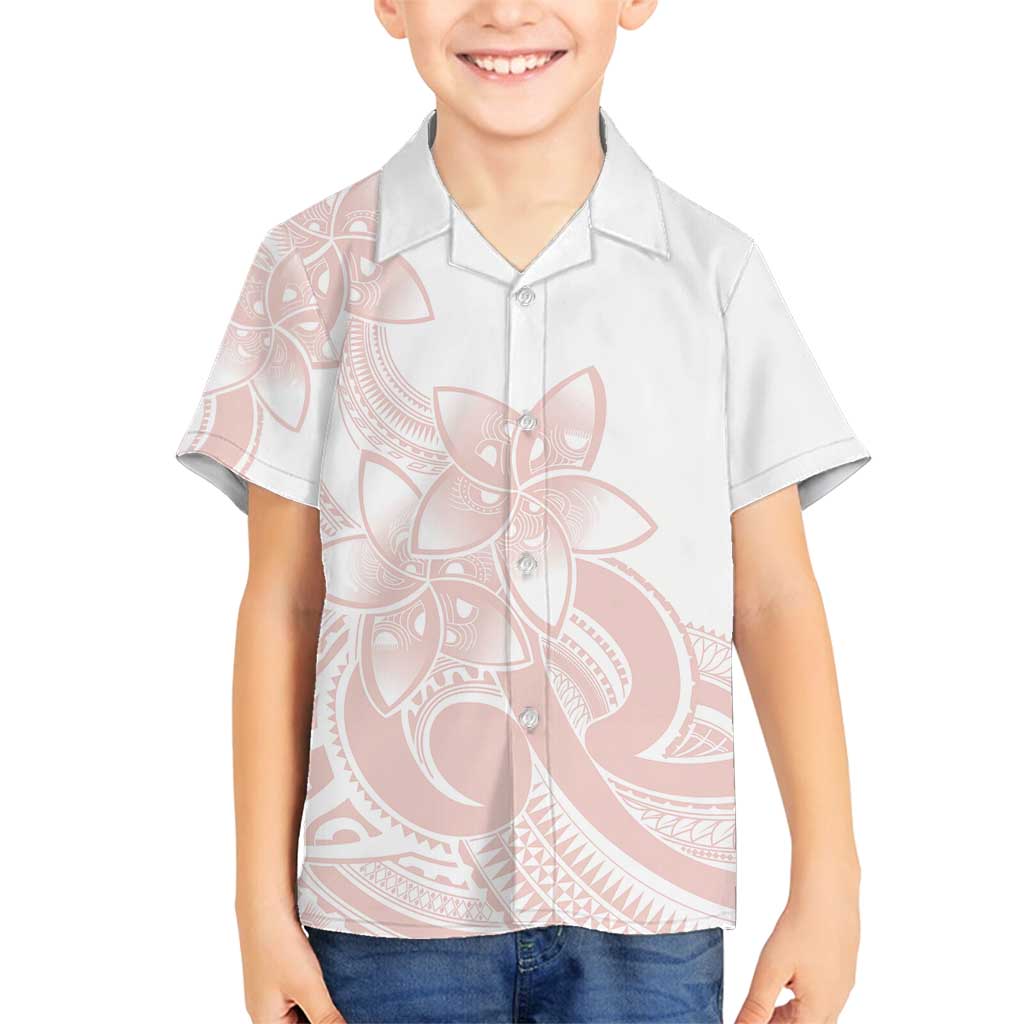 Polynesian Tribal Plumeria Lotu Tamaiti Family Matching Summer Maxi Dress and Hawaiian Shirt Pastel Blush LT9 Son's Shirt Blush - Polynesian Pride