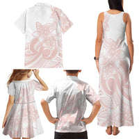 Polynesian Tribal Plumeria Lotu Tamaiti Family Matching Tank Maxi Dress and Hawaiian Shirt Pastel Blush LT9 - Polynesian Pride