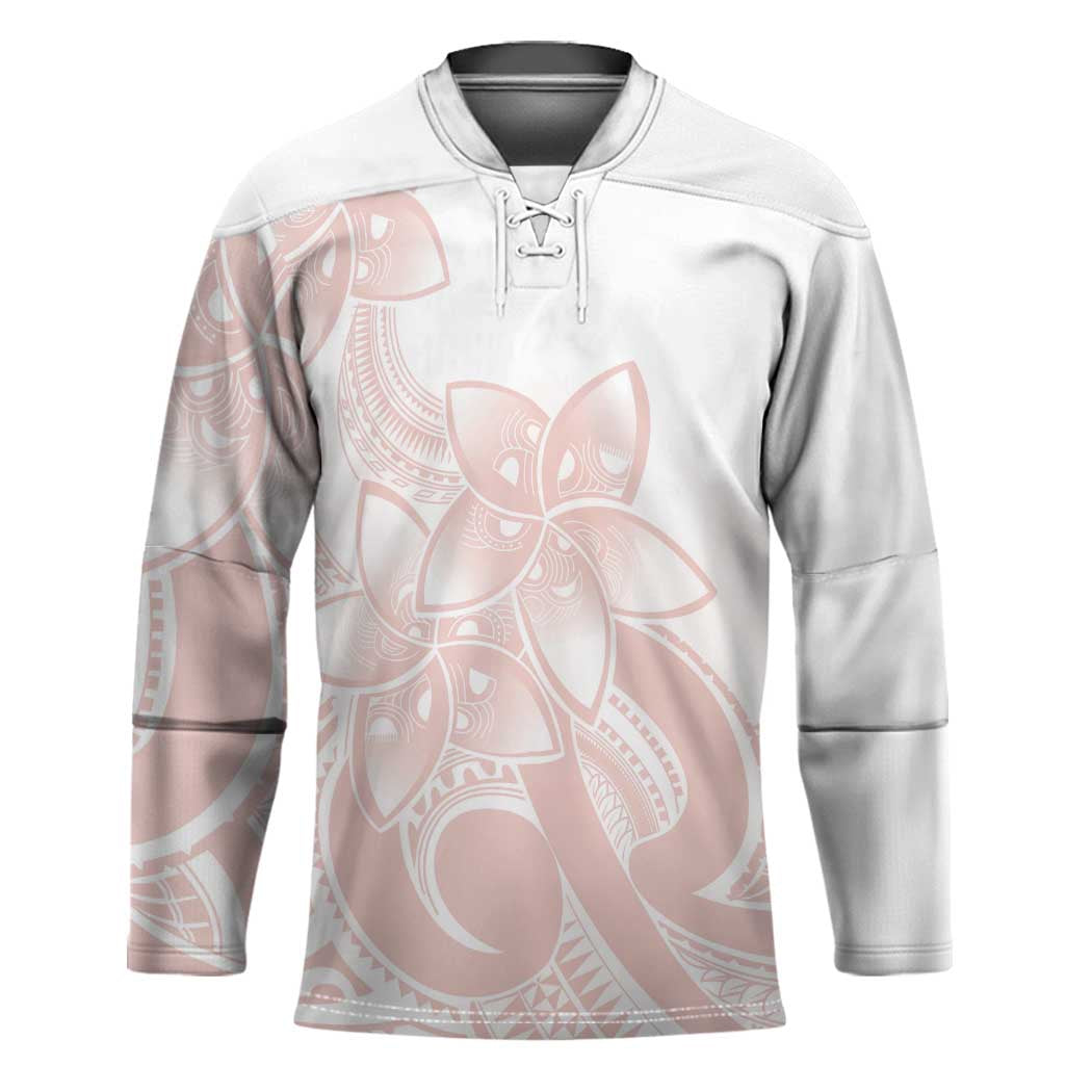Polynesian Tribal Plumeria Lotu Tamaiti Hockey Jersey Pastel Blush - Polynesian Pride