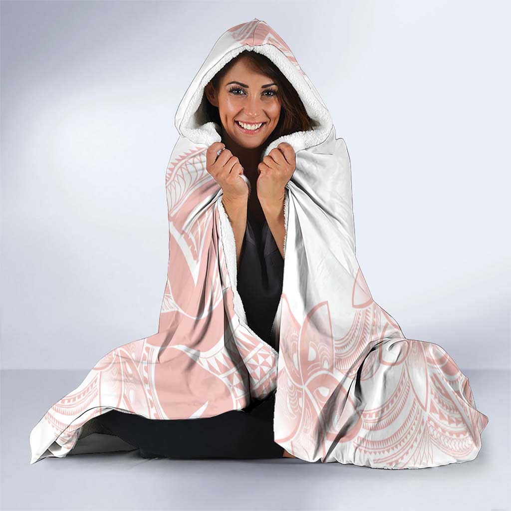 Polynesian Tribal Plumeria Lotu Tamaiti Hooded Blanket Pastel Blush - Polynesian Pride