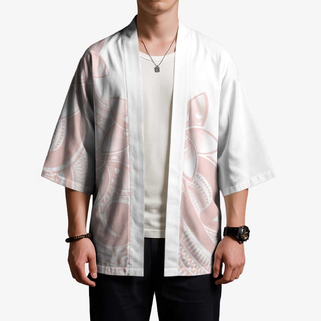 Polynesian Tribal Plumeria Lotu Tamaiti Kimono Pastel Blush - Polynesian Pride