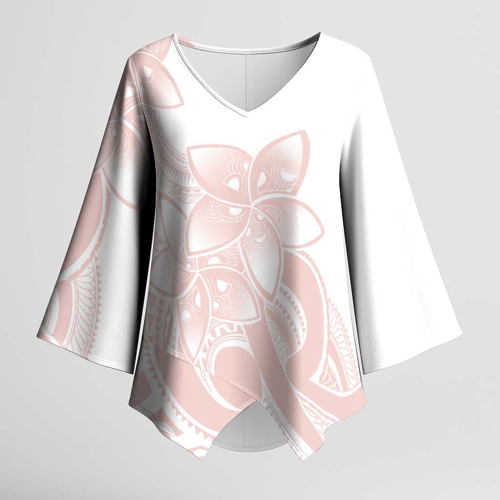 Polynesian Tribal Plumeria Lotu Tamaiti Kimono Sleeve Blouse Pastel Blush LT9 Female Blush - Polynesian Pride