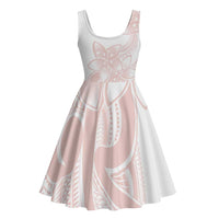 Polynesian Tribal Plumeria Lotu Tamaiti Midi Dress Pastel Blush - Polynesian Pride
