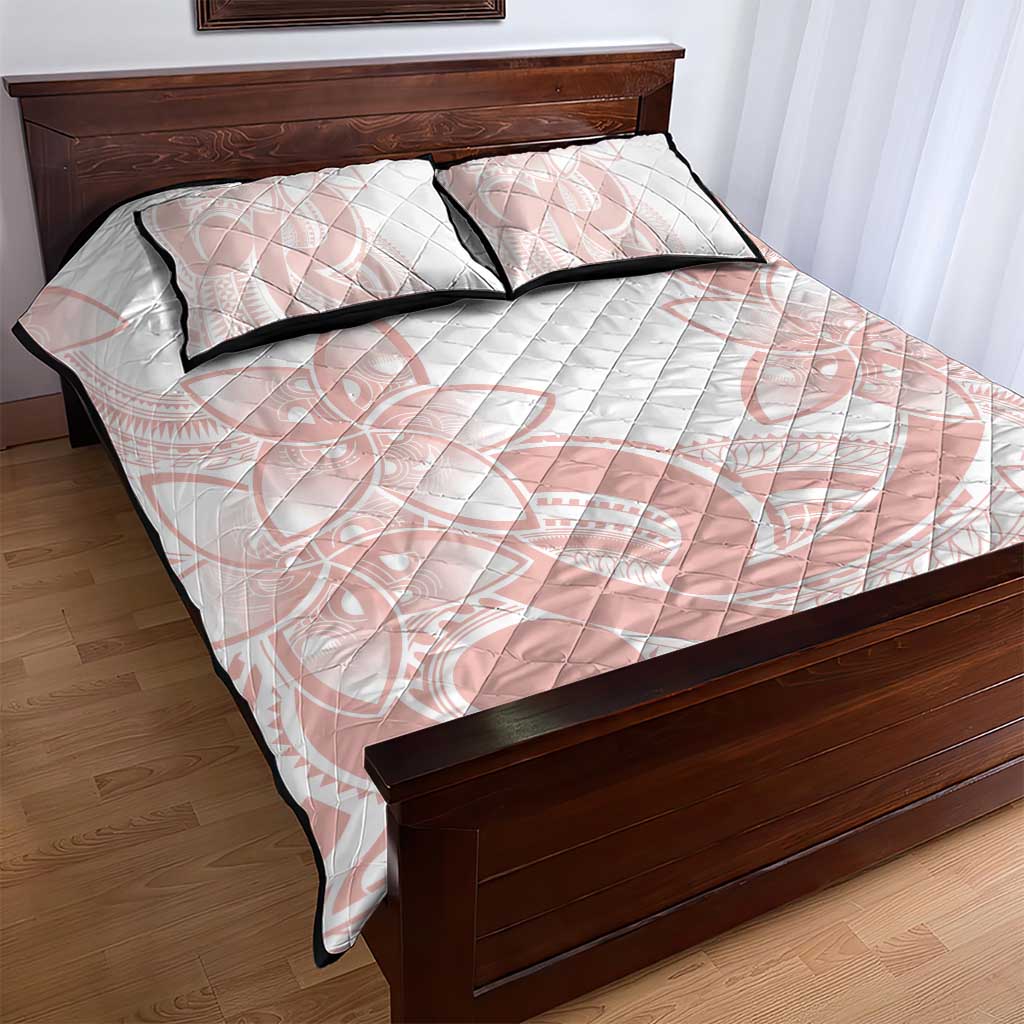 Polynesian Tribal Plumeria Lotu Tamaiti Quilt Bed Set Pastel Blush LT9 - Polynesian Pride