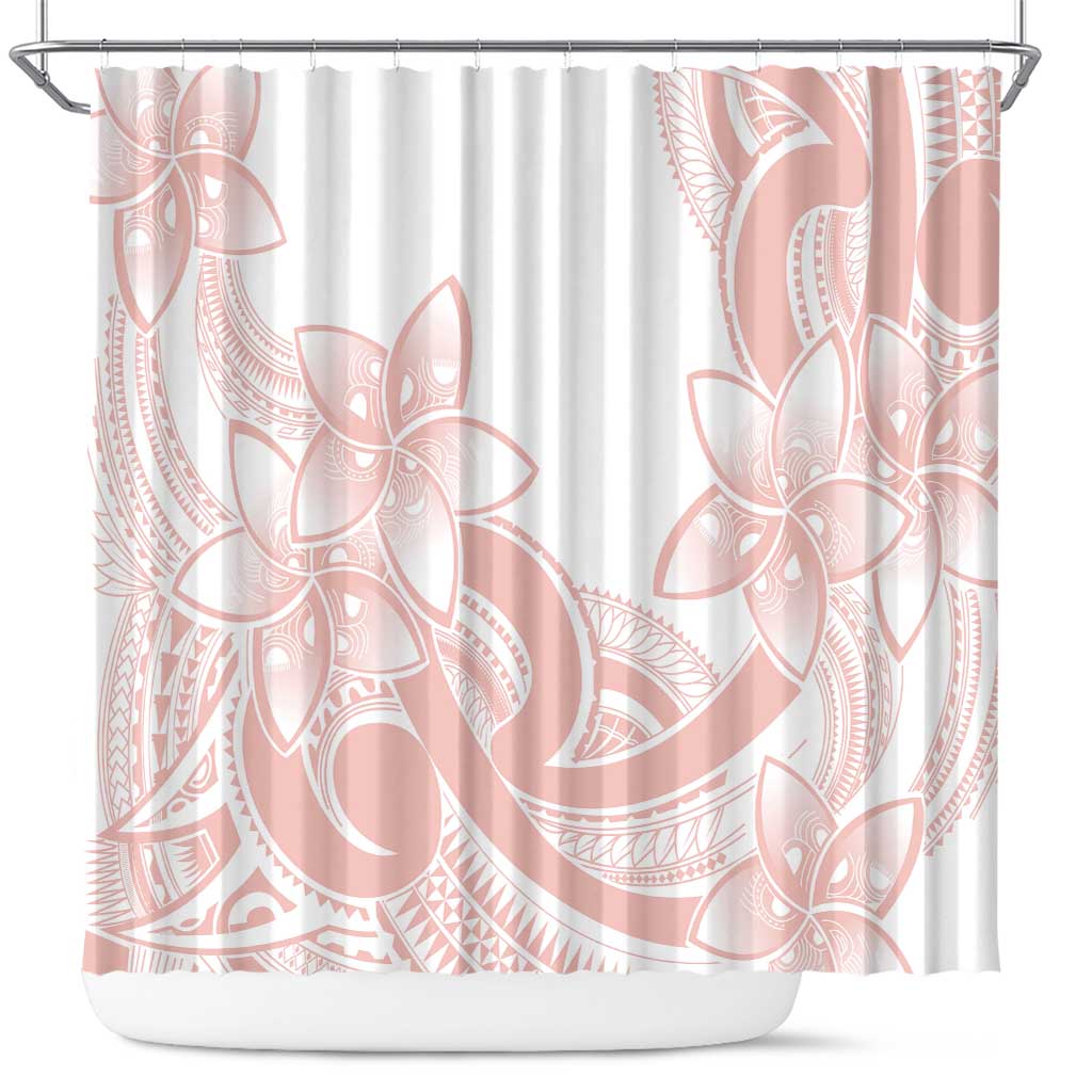 Polynesian Tribal Plumeria Lotu Tamaiti Shower Curtain Pastel Blush LT9 Blush - Polynesian Pride