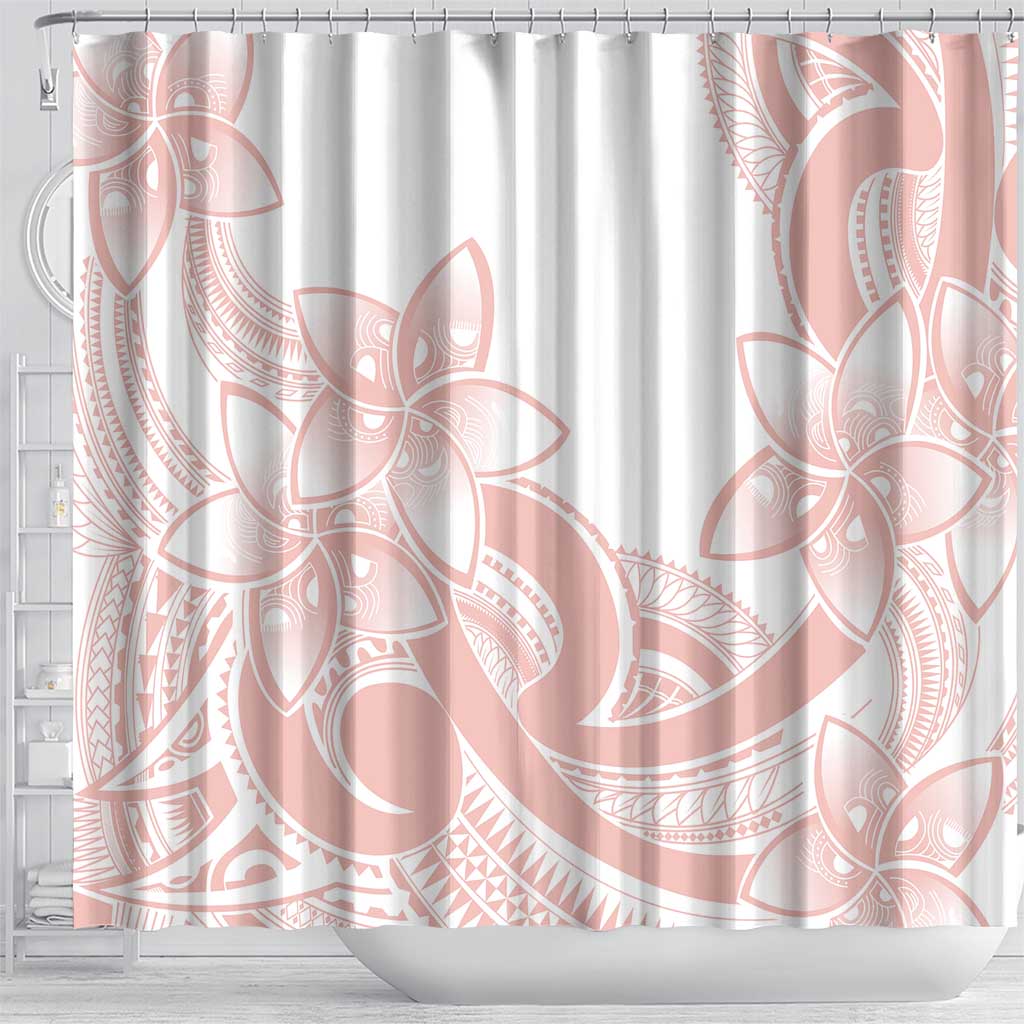 Polynesian Tribal Plumeria Lotu Tamaiti Shower Curtain Pastel Blush - Polynesian Pride