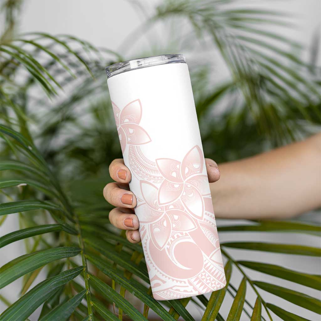 Polynesian Tribal Plumeria Lotu Tamaiti Skinny Tumbler Pastel Blush LT9 - Polynesian Pride