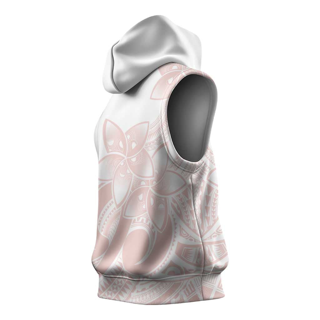 Polynesian Tribal Plumeria Lotu Tamaiti Sleeveless Hoodie Pastel Blush - Polynesian Pride