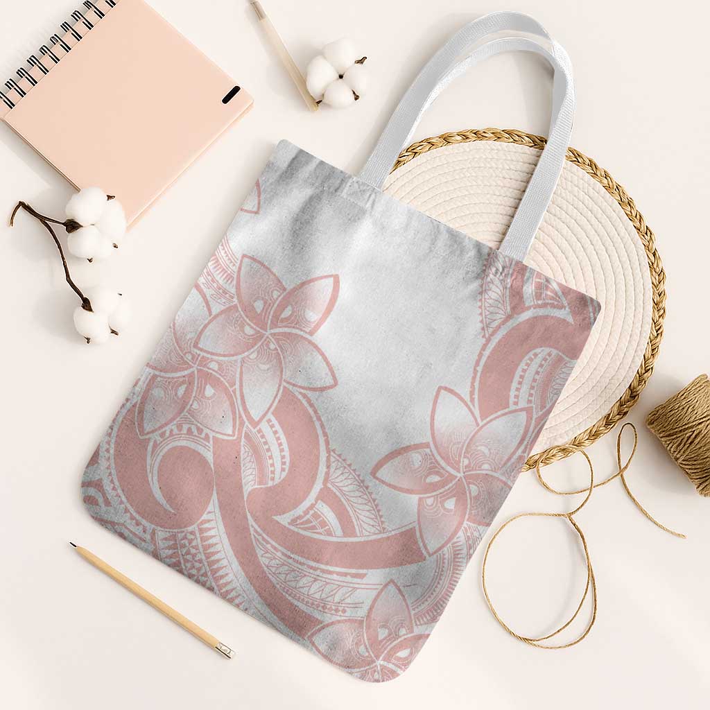 Polynesian Tribal Plumeria Lotu Tamaiti Tote Bag Pastel Blush - Polynesian Pride