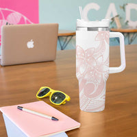 Polynesian Tribal Plumeria Lotu Tamaiti Tumbler With Handle Pastel Blush - Polynesian Pride
