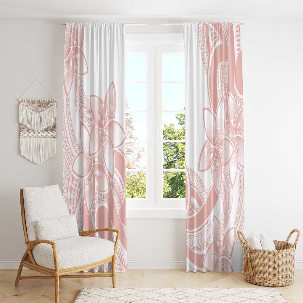 Polynesian Tribal Plumeria Lotu Tamaiti Window Curtain Pastel Blush - Polynesian Pride