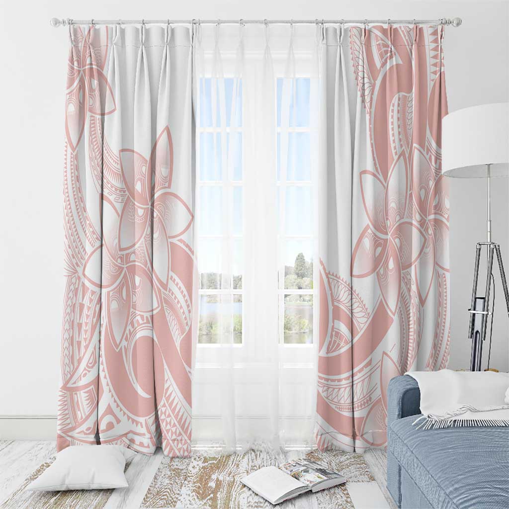 Polynesian Tribal Plumeria Lotu Tamaiti Window Curtain Pastel Blush - Polynesian Pride