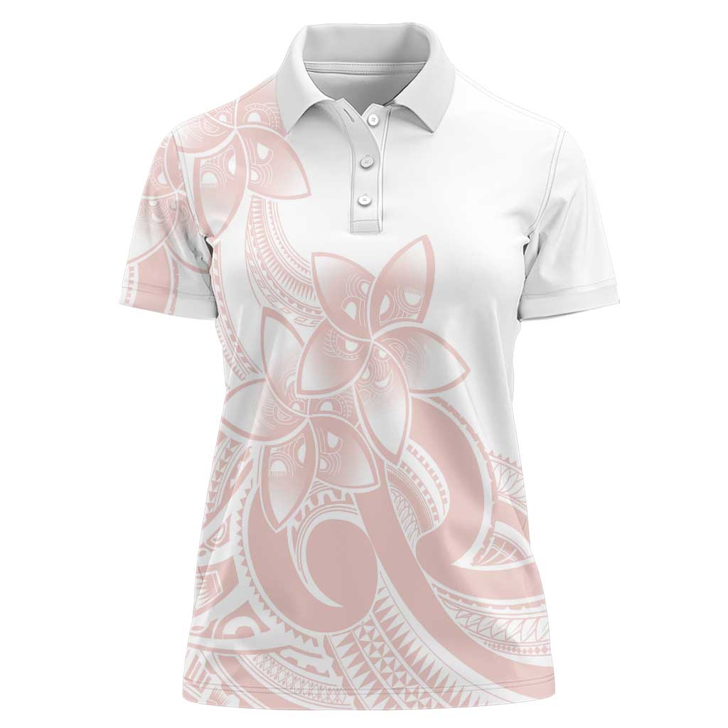 Polynesian Tribal Plumeria Lotu Tamaiti Women Polo Shirt Pastel Blush LT9 Female Blush - Polynesian Pride