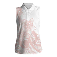 Polynesian Tribal Plumeria Lotu Tamaiti Women Sleeveless Polo Shirt Pastel Blush LT9 Female Blush - Polynesian Pride