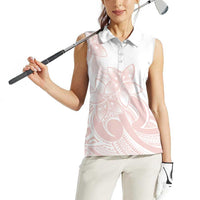 Polynesian Tribal Plumeria Lotu Tamaiti Women Sleeveless Polo Shirt Pastel Blush LT9 - Polynesian Pride