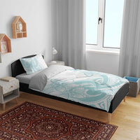 Polynesian Tribal Plumeria Lotu Tamaiti Bedding Set Pastel Cyan - Polynesian Pride