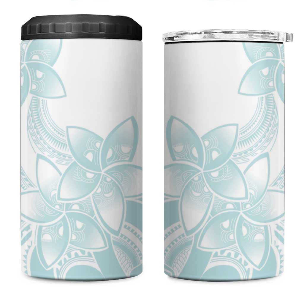 Polynesian Tribal Plumeria Lotu Tamaiti 4 in 1 Can Cooler Tumbler Pastel Cyan LT9 One Size: 16 oz Cyan - Polynesian Pride