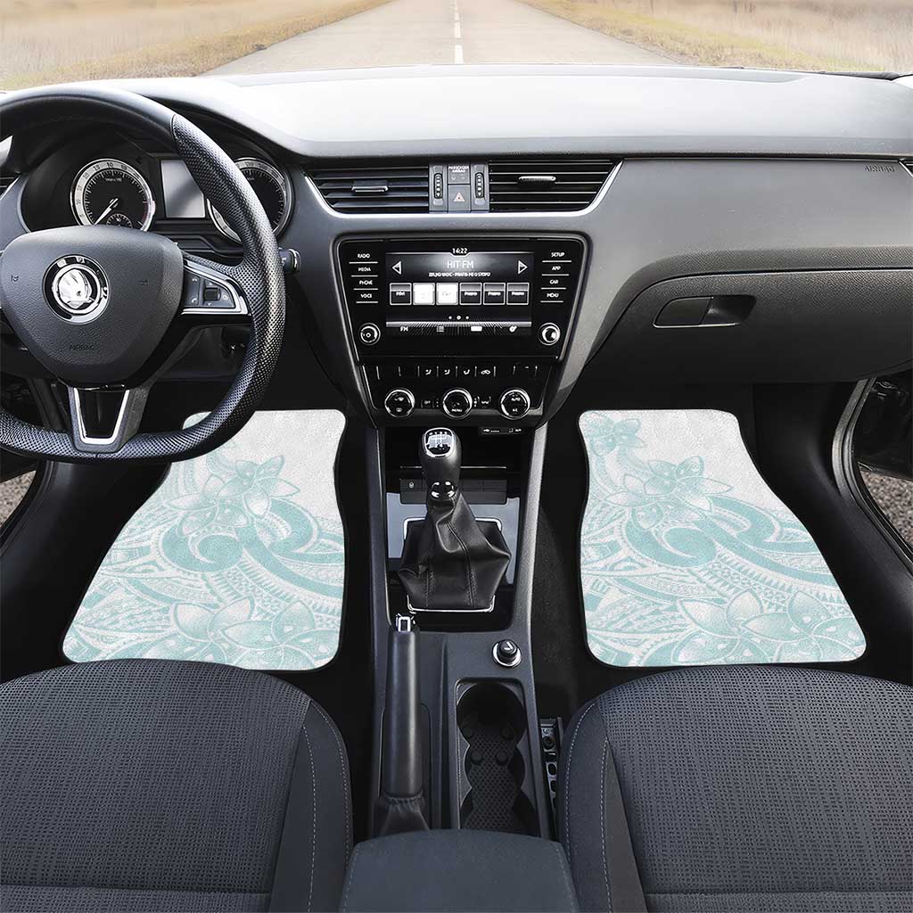 Polynesian Tribal Plumeria Lotu Tamaiti Car Mats Pastel Cyan - Polynesian Pride