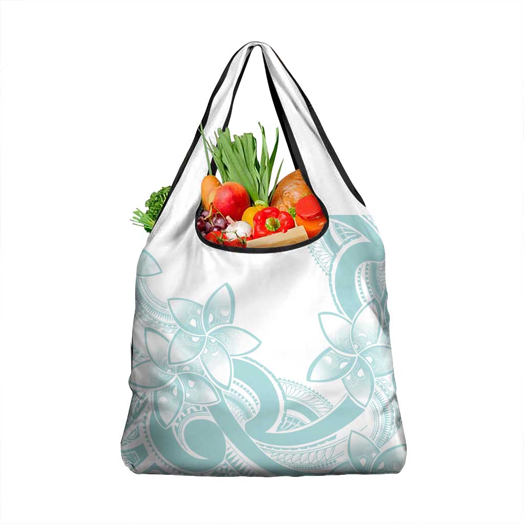 Polynesian Tribal Plumeria Lotu Tamaiti Grocery Bag Pastel Cyan LT9 1-pack One Size Cyan - Polynesian Pride