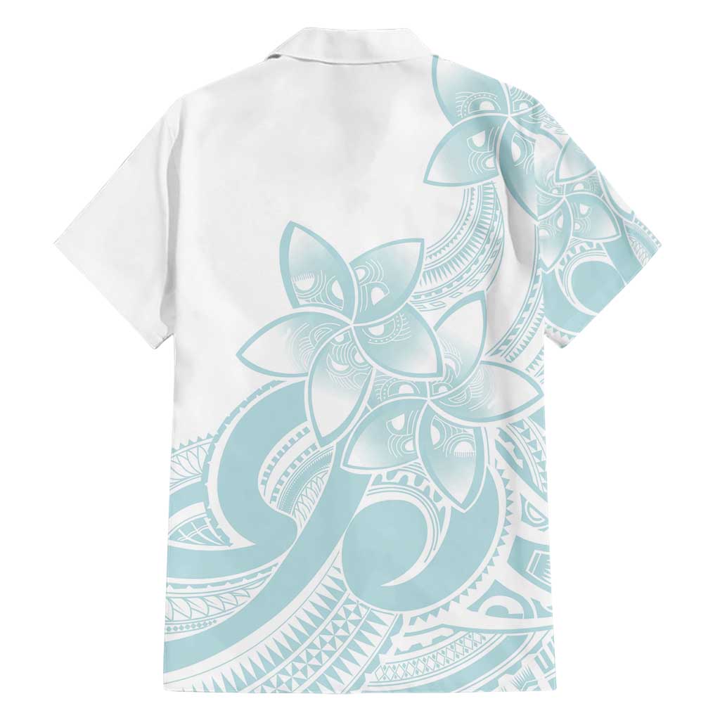Polynesian Tribal Plumeria Lotu Tamaiti Hawaiian Shirt Pastel Cyan - Polynesian Pride