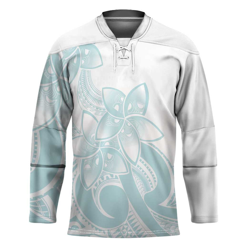 Polynesian Tribal Plumeria Lotu Tamaiti Hockey Jersey Pastel Cyan - Polynesian Pride