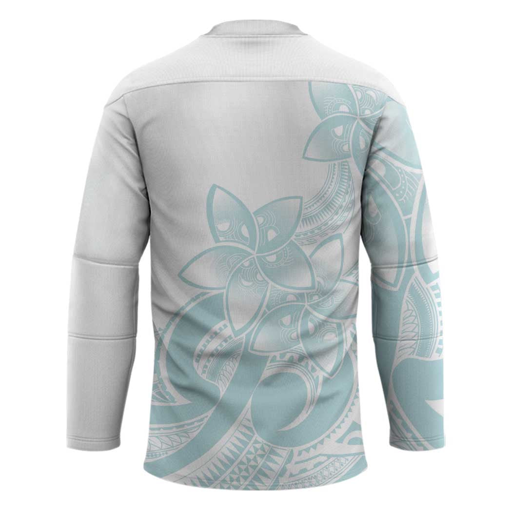 Polynesian Tribal Plumeria Lotu Tamaiti Hockey Jersey Pastel Cyan - Polynesian Pride