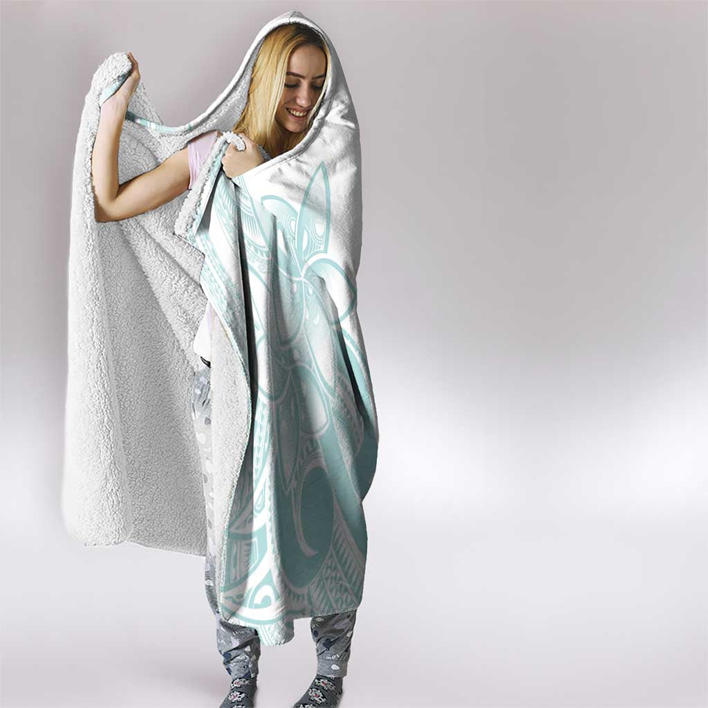 Polynesian Tribal Plumeria Lotu Tamaiti Hooded Blanket Pastel Cyan - Polynesian Pride
