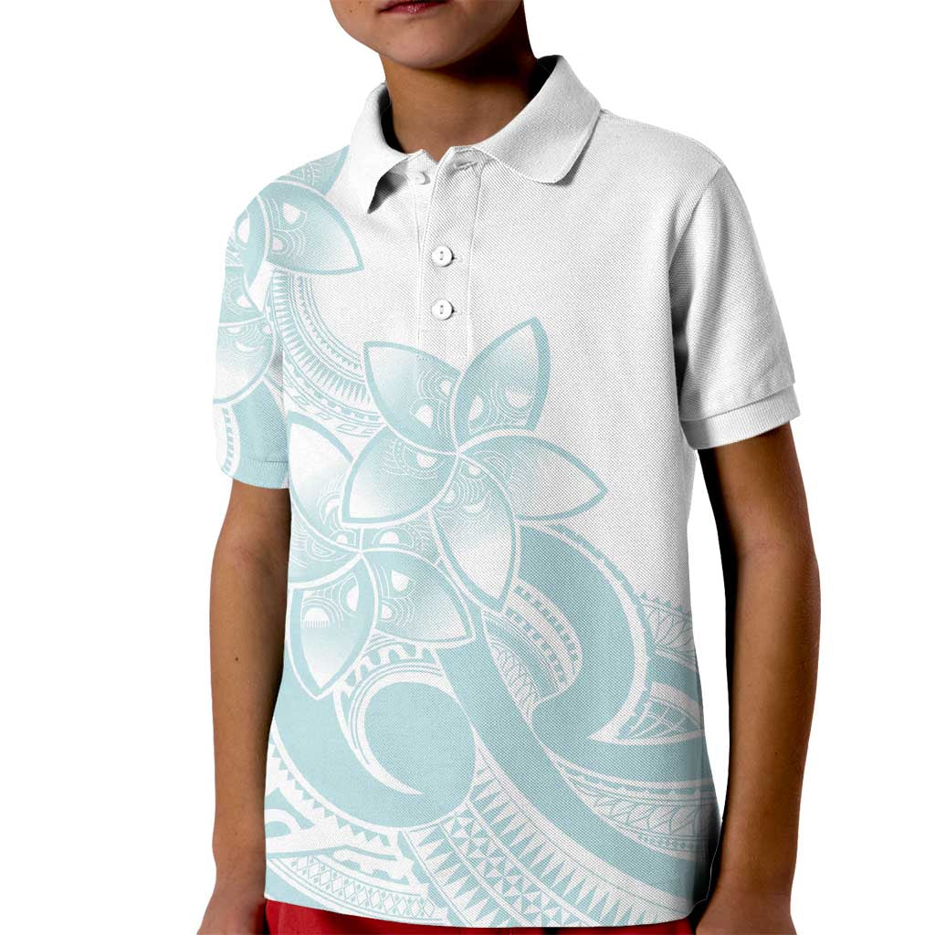 Polynesian Tribal Plumeria Lotu Tamaiti Kid Polo Shirt Pastel Cyan LT9 Kid Cyan - Polynesian Pride