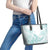 Polynesian Tribal Plumeria Lotu Tamaiti Leather Tote Bag Pastel Cyan - Polynesian Pride