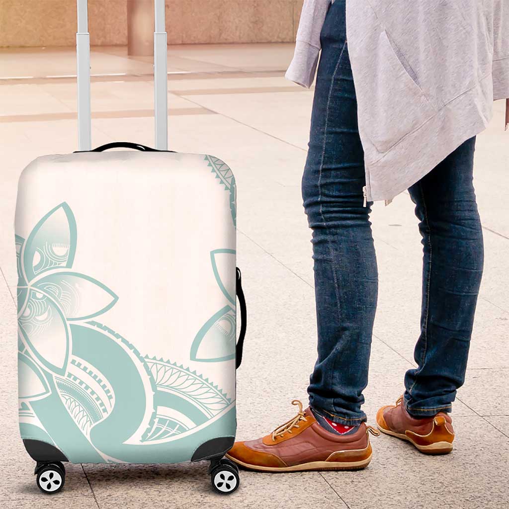 Polynesian Tribal Plumeria Lotu Tamaiti Luggage Cover Pastel Cyan - Polynesian Pride