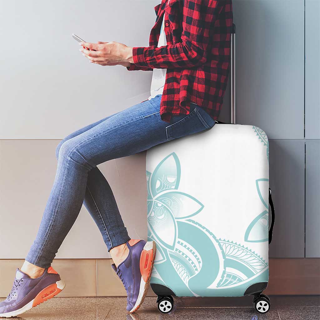 Polynesian Tribal Plumeria Lotu Tamaiti Luggage Cover Pastel Cyan - Polynesian Pride