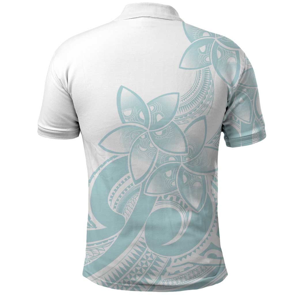Polynesian Tribal Plumeria Lotu Tamaiti Polo Shirt Pastel Cyan - Polynesian Pride