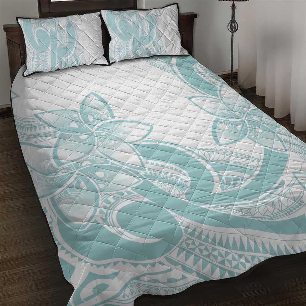 Polynesian Tribal Plumeria Lotu Tamaiti Quilt Bed Set Pastel Cyan LT9 Cyan - Polynesian Pride