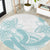 Polynesian Tribal Plumeria Lotu Tamaiti Round Carpet Pastel Cyan - Polynesian Pride