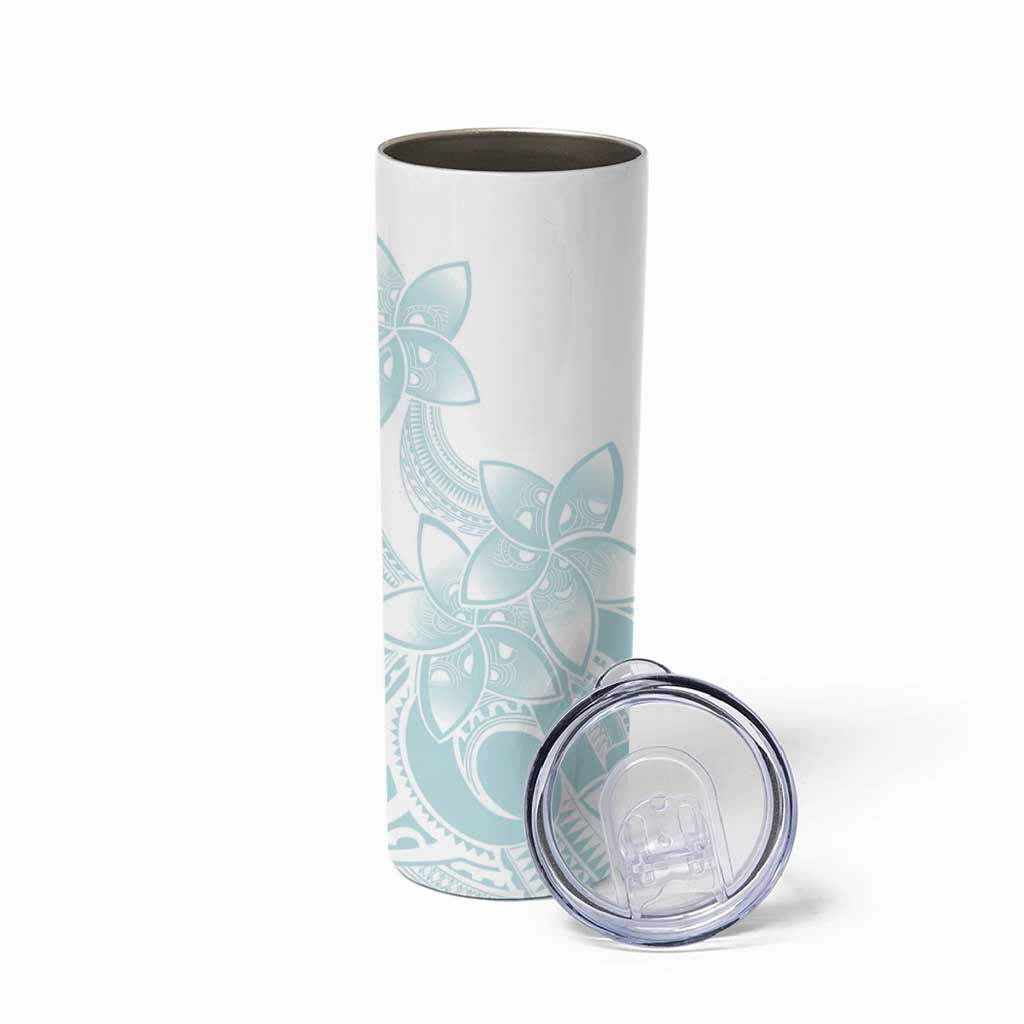 Polynesian Tribal Plumeria Lotu Tamaiti Skinny Tumbler Pastel Cyan LT9 - Polynesian Pride