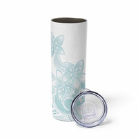 Polynesian Tribal Plumeria Lotu Tamaiti Skinny Tumbler Pastel Cyan LT9 - Polynesian Pride