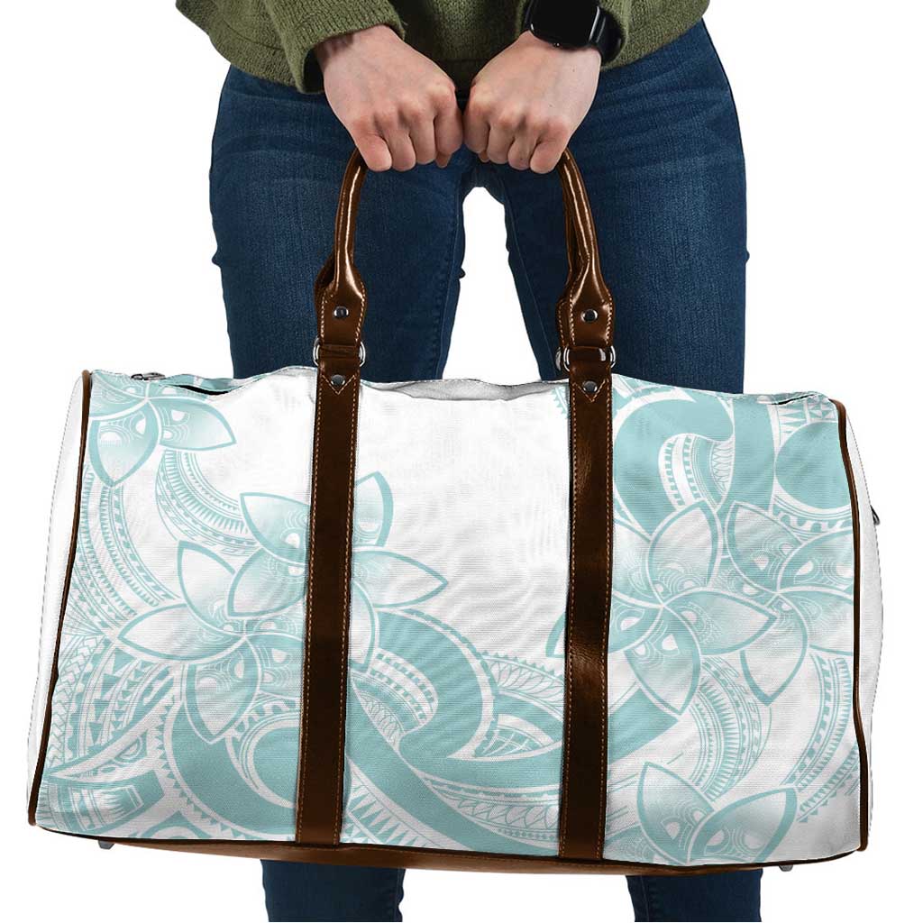 Polynesian Tribal Plumeria Lotu Tamaiti Travel Bag Pastel Cyan LT9 Cyan - Polynesian Pride