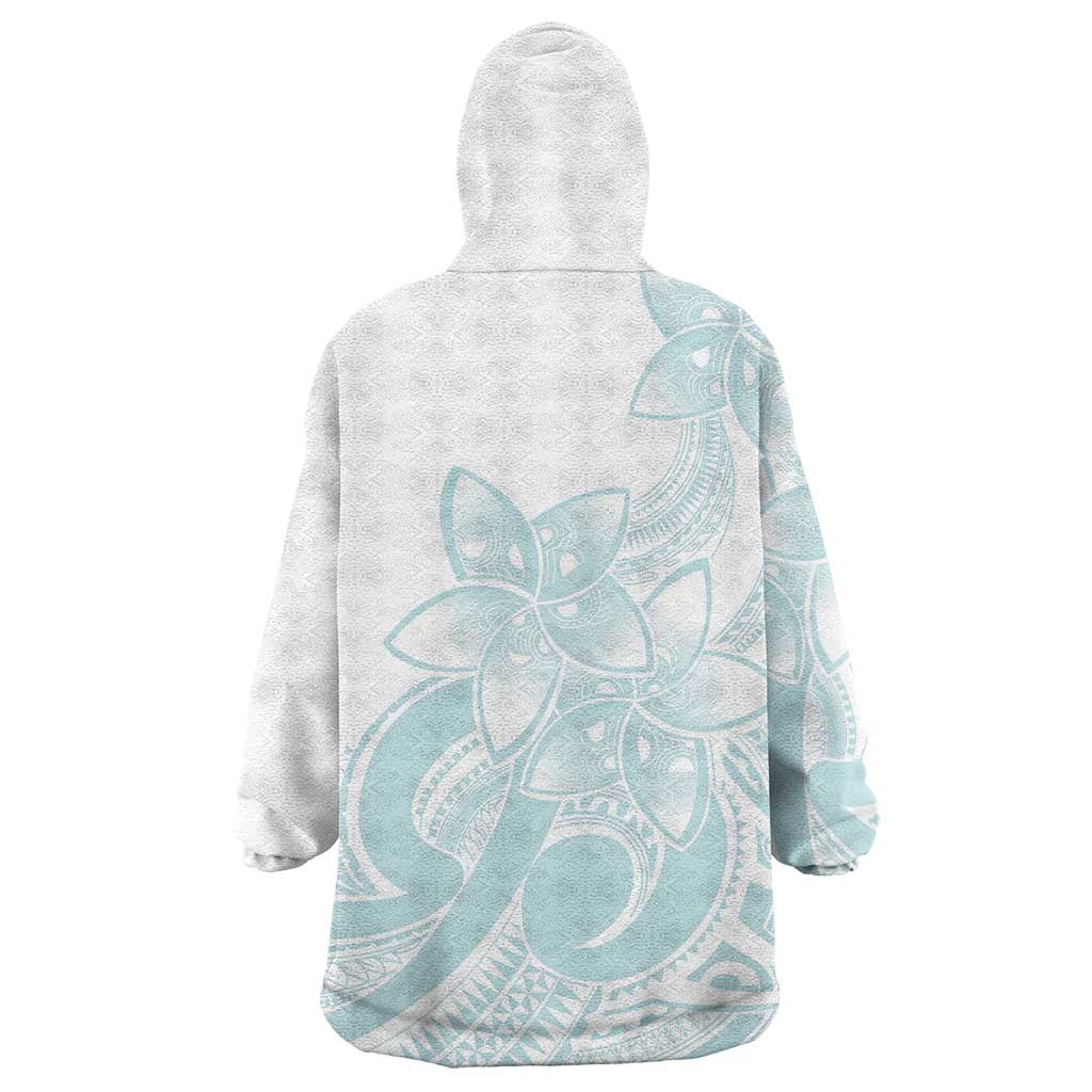 Polynesian Tribal Plumeria Lotu Tamaiti Wearable Blanket Hoodie Pastel Cyan LT9 - Polynesian Pride
