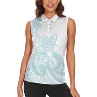 Polynesian Tribal Plumeria Lotu Tamaiti Women Sleeveless Polo Shirt Pastel Cyan LT9 - Polynesian Pride