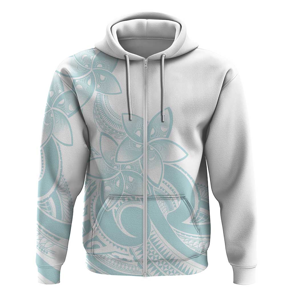 Polynesian Tribal Plumeria Lotu Tamaiti Zip Hoodie Pastel Cyan LT9 Zip Hoodie Cyan - Polynesian Pride