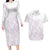 Polynesian Tribal Plumeria Lotu Tamaiti Couples Matching Long Sleeve Bodycon Dress and Hawaiian Shirt Pastel Mauve - Polynesian Pride