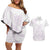Polynesian Tribal Plumeria Lotu Tamaiti Couples Matching Off Shoulder Short Dress and Hawaiian Shirt Pastel Mauve - Polynesian Pride