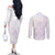 Polynesian Tribal Plumeria Lotu Tamaiti Couples Matching Off The Shoulder Long Sleeve Dress and Long Sleeve Button Shirt Pastel Mauve - Polynesian Pride