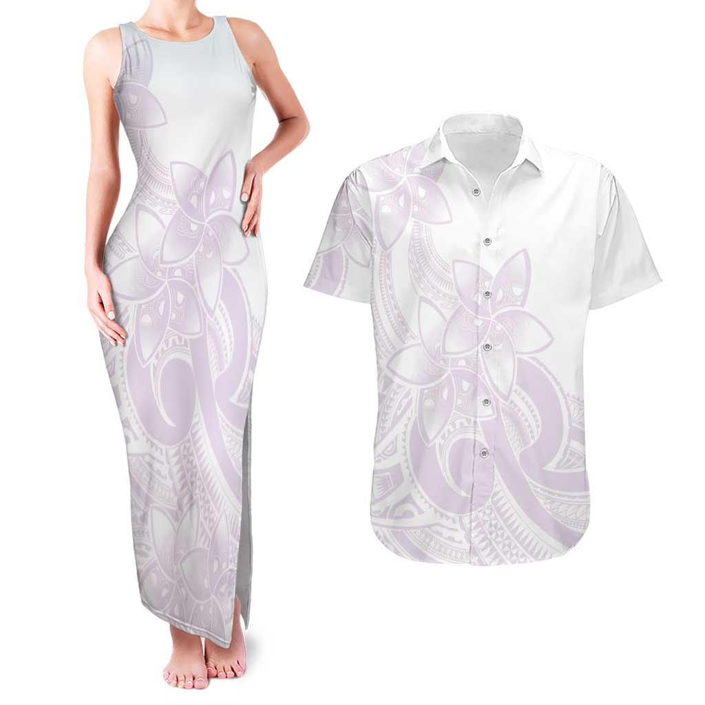 Polynesian Tribal Plumeria Lotu Tamaiti Couples Matching Tank Maxi Dress and Hawaiian Shirt Pastel Mauve LT9 Mauve - Polynesian Pride