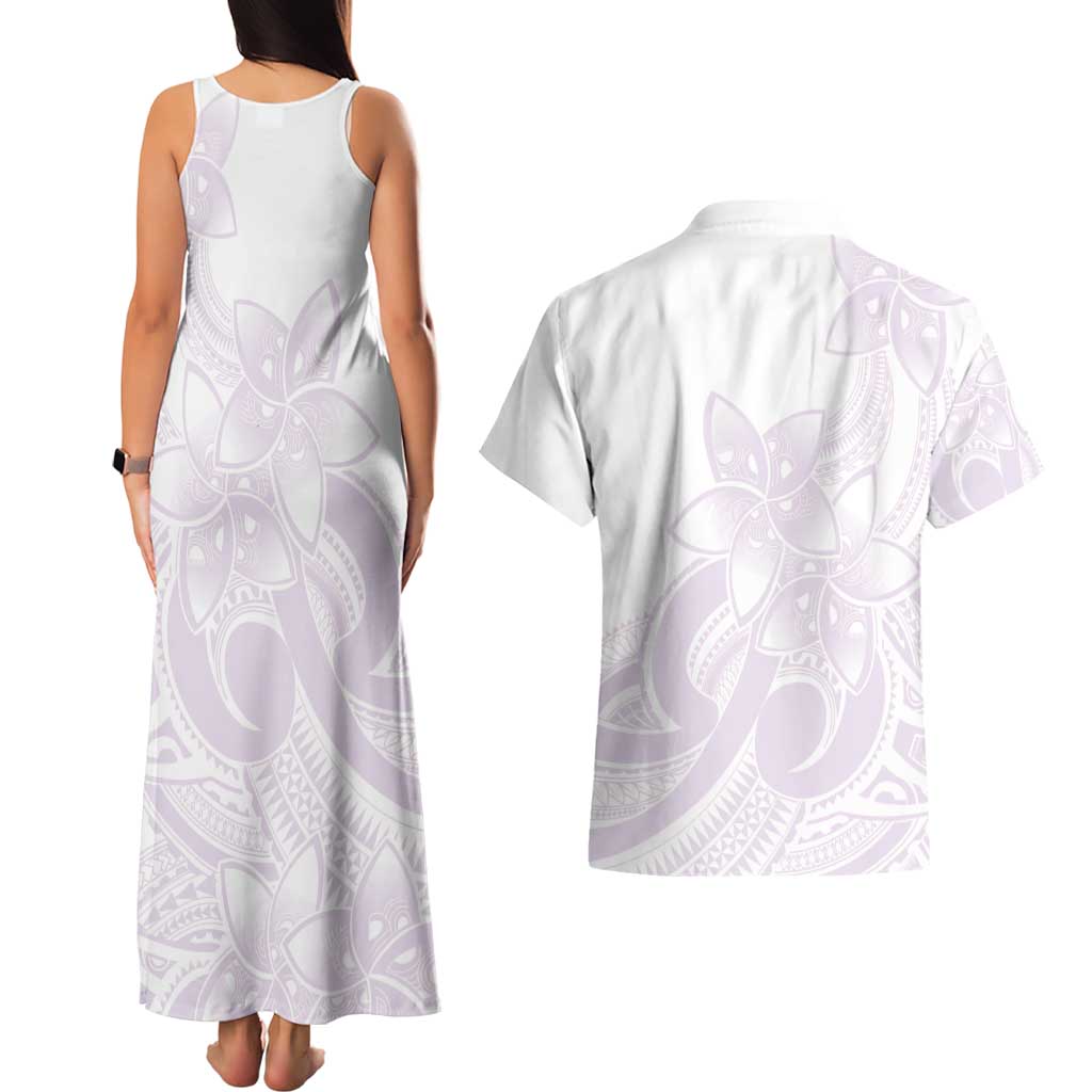 Polynesian Tribal Plumeria Lotu Tamaiti Couples Matching Tank Maxi Dress and Hawaiian Shirt Pastel Mauve LT9 - Polynesian Pride
